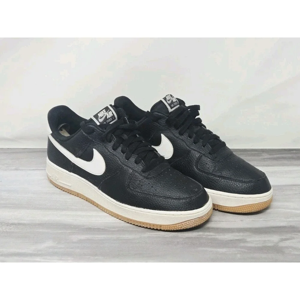 Nike Air Force 1 Low '07 Black White Pebbled Leather Shoe CT2302-002 US Men's 12